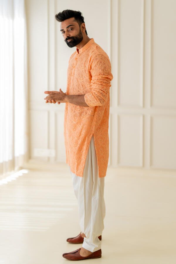 Coral Kurta With Patiala - Image 12