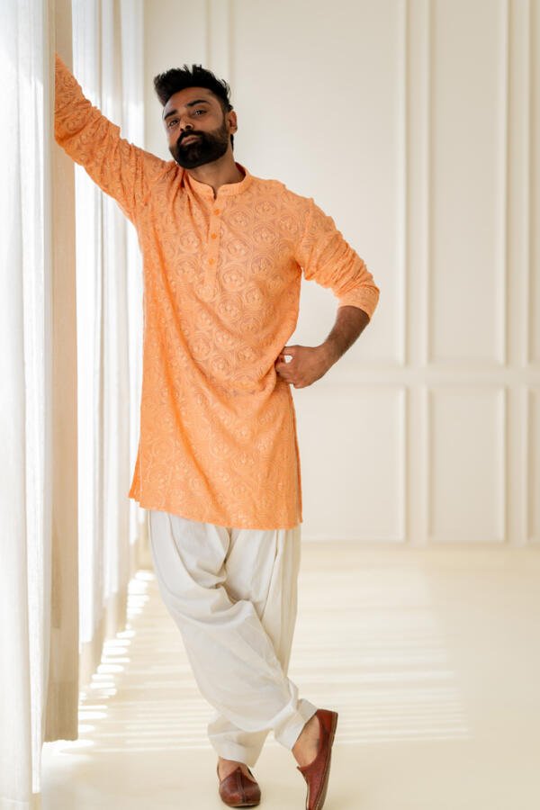 Coral Kurta With Patiala - Image 6