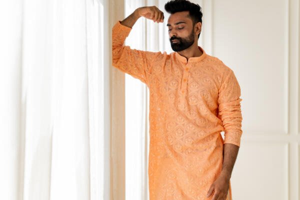 Coral Kurta With Patiala - Image 7