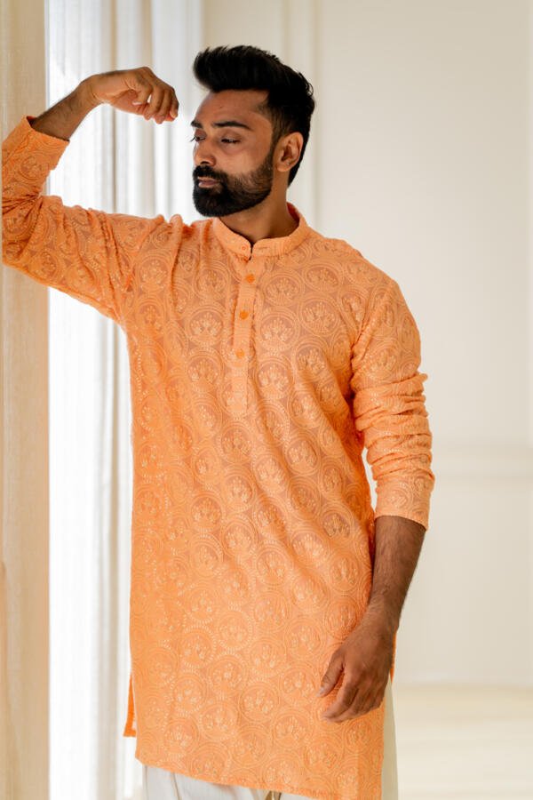Coral Kurta With Patiala - Image 2