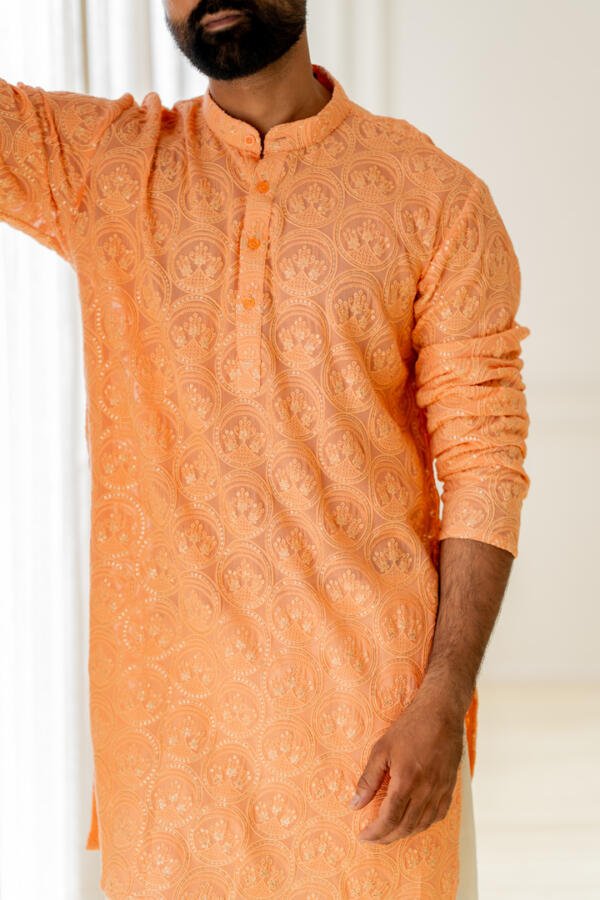 Coral Kurta With Patiala - Image 8