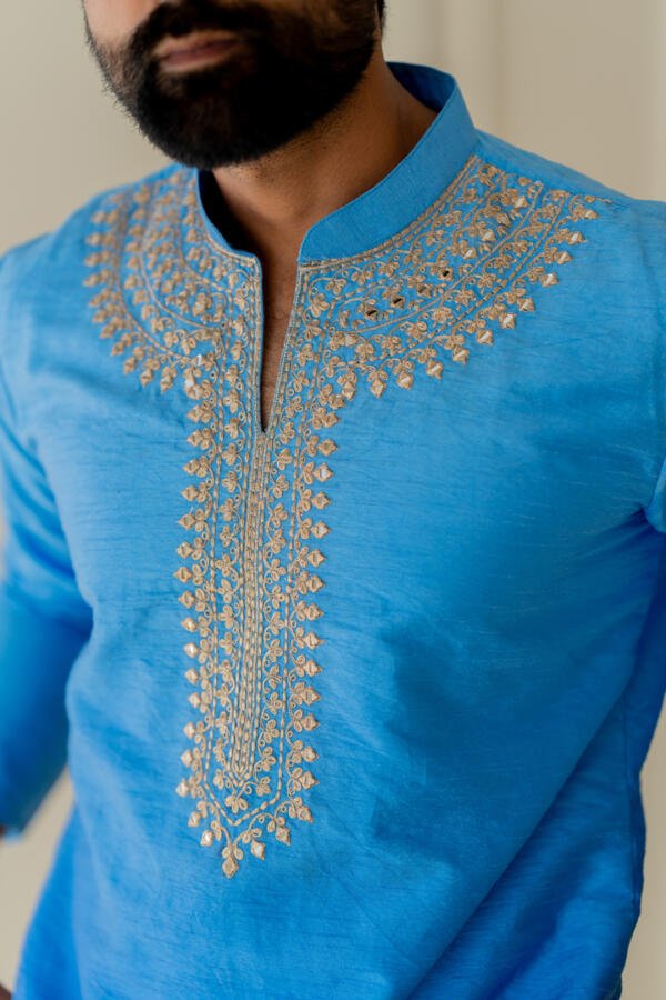 Blue Ombre Kurta With Patiala - Image 6
