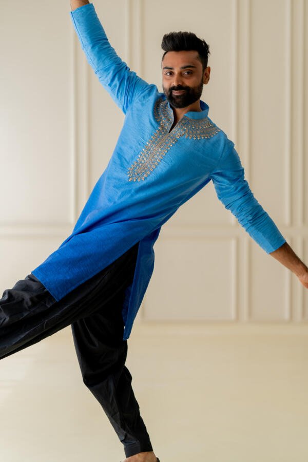 Blue Ombre Kurta With Patiala - Image 7