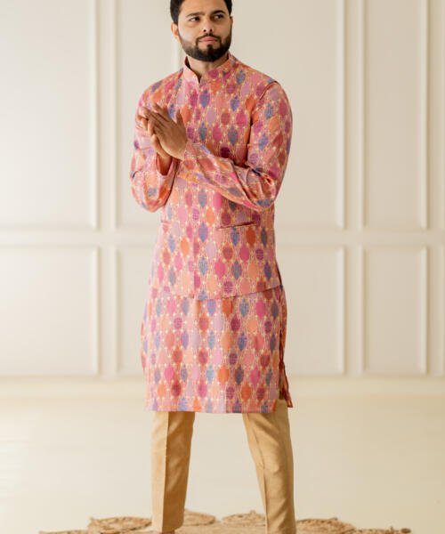 Pink Printed Bundi Set