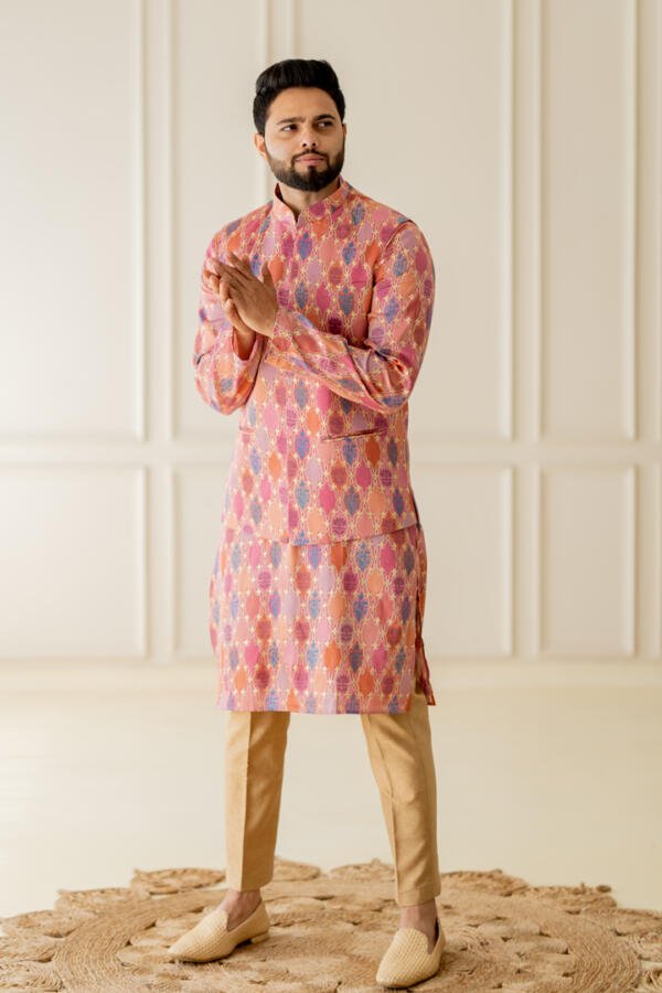 Pink Printed Bundi Set