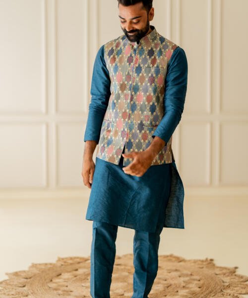 Blue Printed Bundi Set