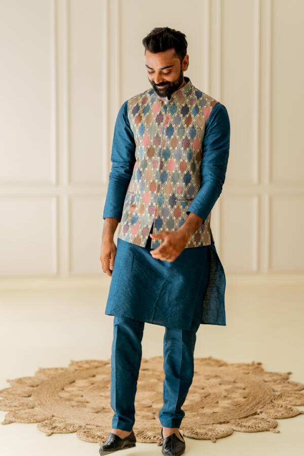 Blue Printed Bundi Set