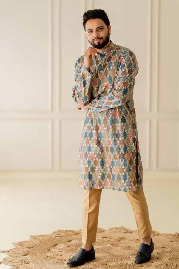 Printed Kurta With Pants - Image 11