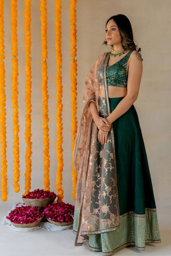 Deep Green Lehenga Set - Image 3