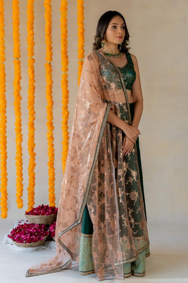 Deep Green Lehenga Set - Image 4