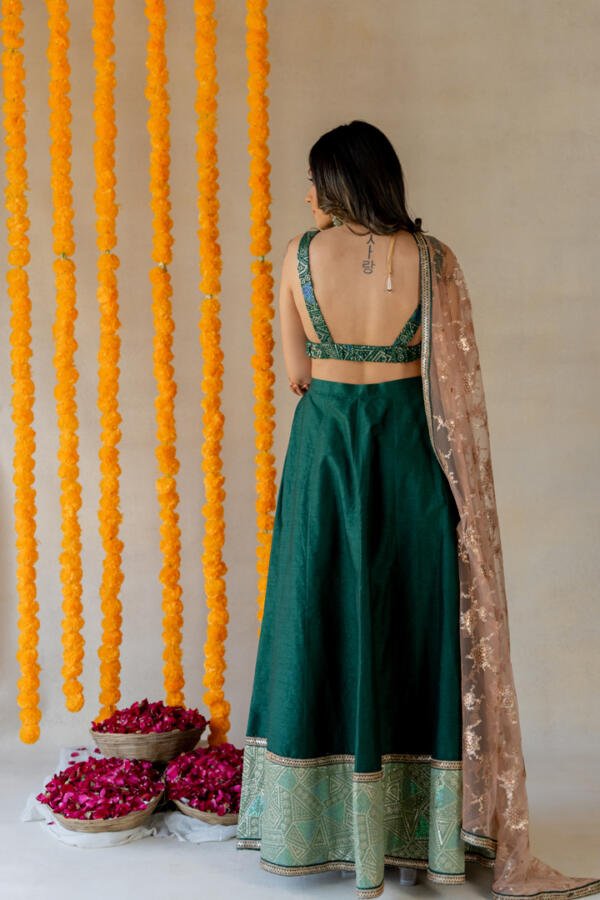 Deep Green Lehenga Set - Image 5