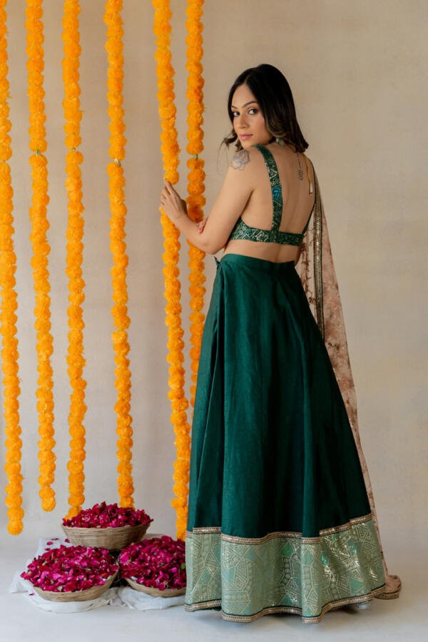 Deep Green Lehenga Set - Image 6