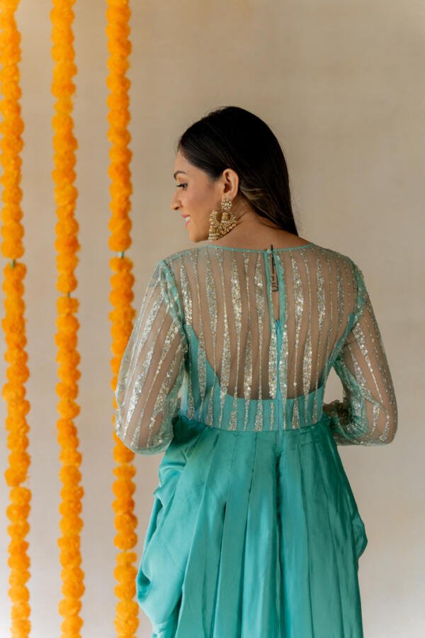 Turquoise Cowl Dress - Image 5