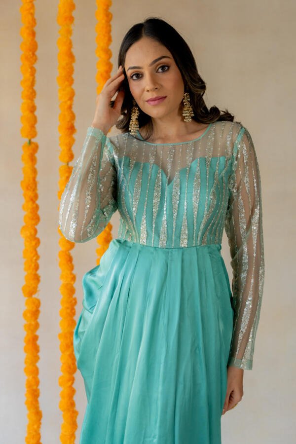Turquoise Cowl Dress