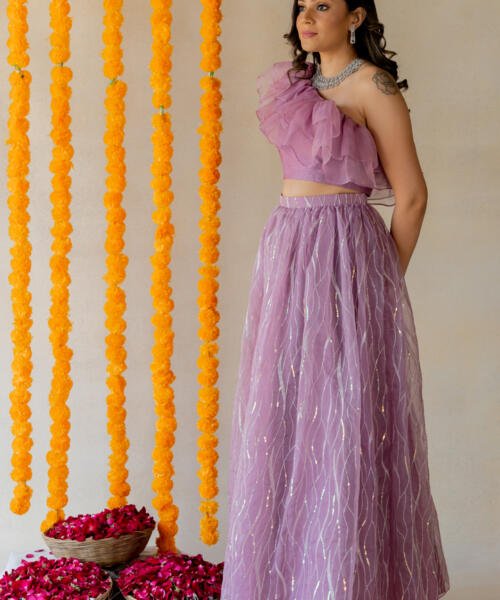 Lilac Ruffle Lehenga