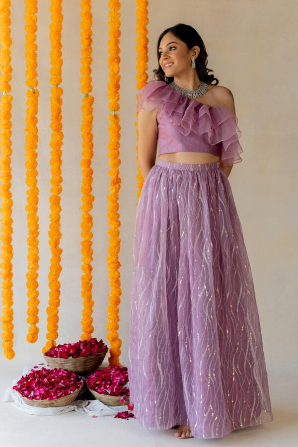 Lilac Ruffle Lehenga - Image 4