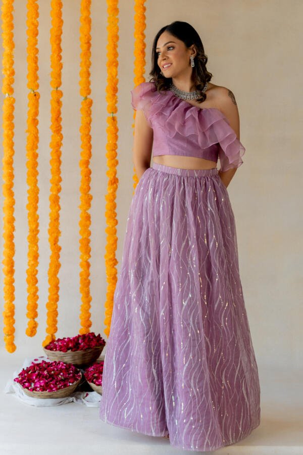 Lilac Ruffle Lehenga - Image 5