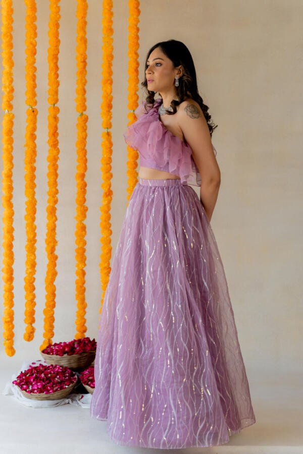 Lilac Ruffle Lehenga - Image 6