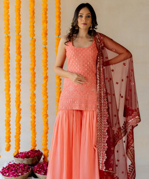 Coral Sharara Set