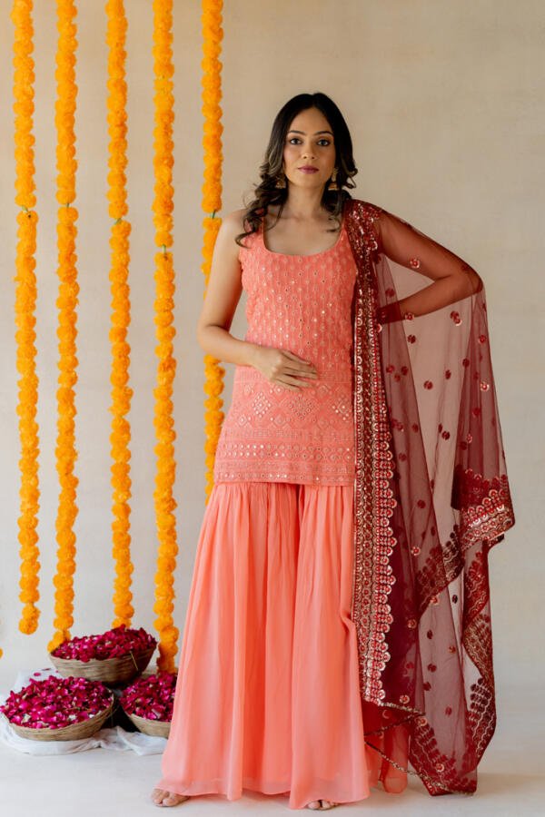 Coral Sharara Set