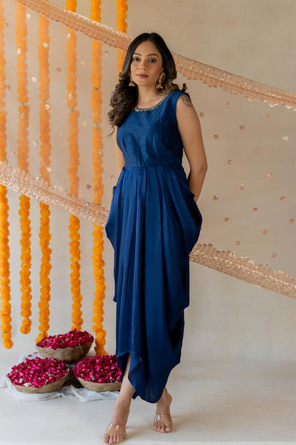 Midnight Blue Cowl Dress - Image 4