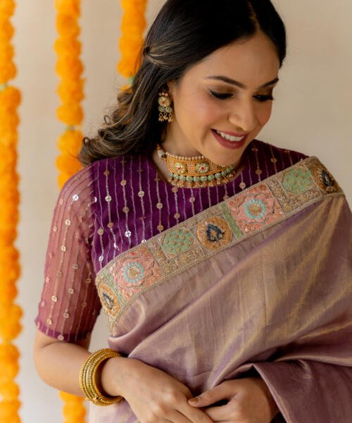 Lilac Tissue Saree