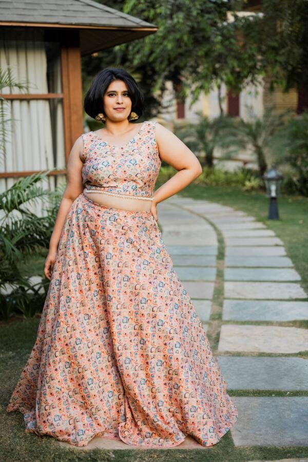 Peach Scallop Lehenga Set - Image 2