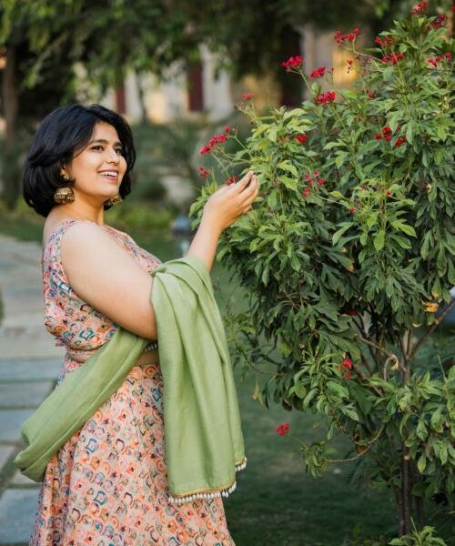 Peach Scallop Lehenga Set