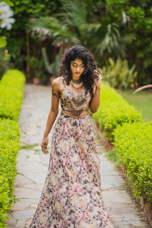 Fawn Chanderi Lehenga Set - Image 3