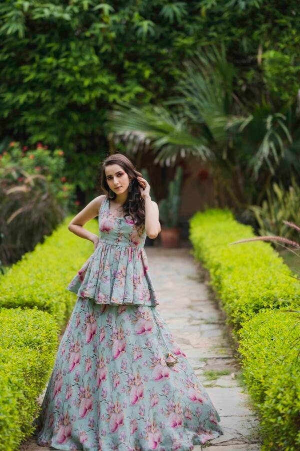 Mint Linen Sharara Set - Image 2