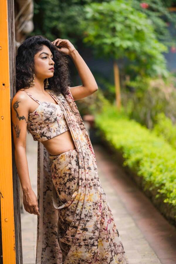 Fawn Chanderi Saree - Image 4