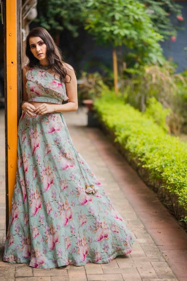 Mint Linen Lehenga - Image 5