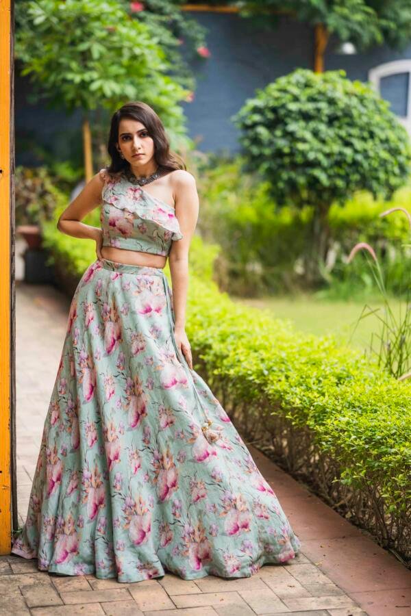 Mint Linen Lehenga
