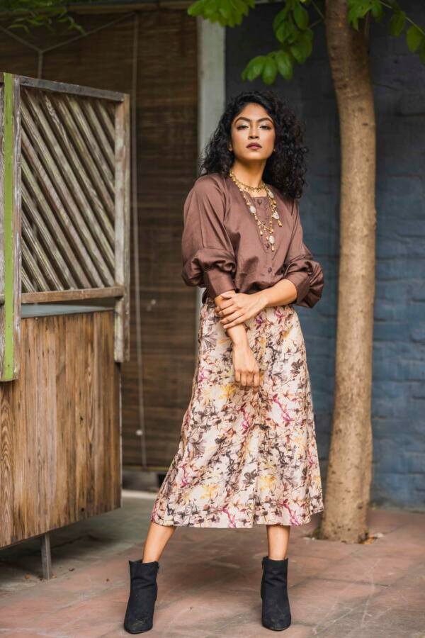 Fawn Chanderi Culotte & Shirt - Image 3