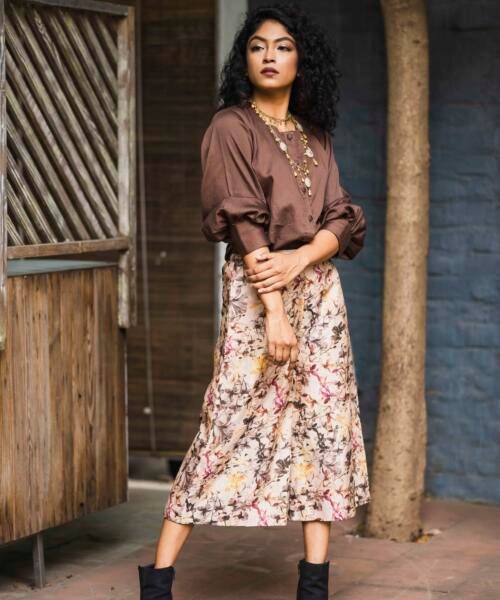 Fawn Chanderi Culotte & Shirt