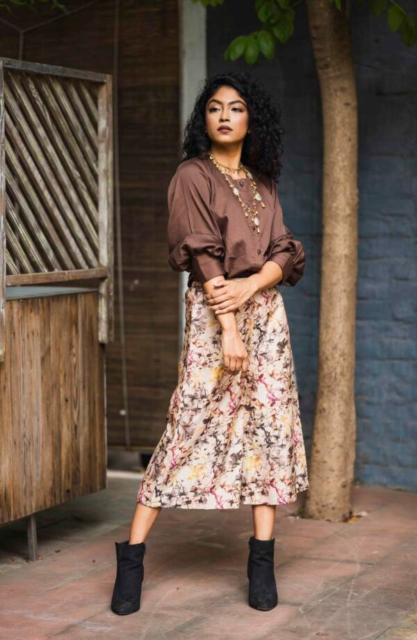 Fawn Chanderi Culotte & Shirt