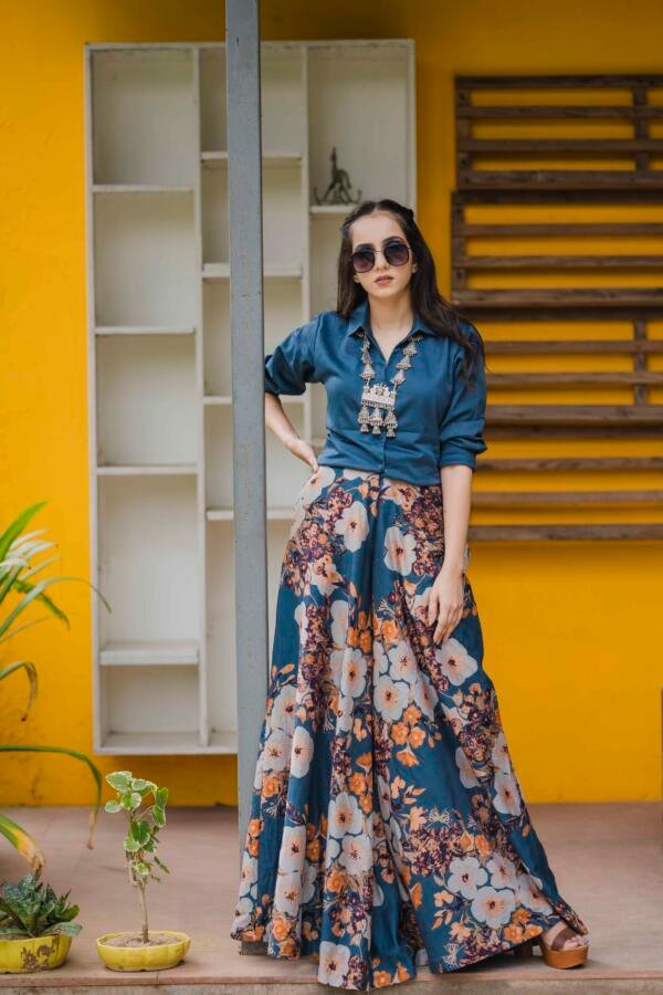 Chanderi Flared Pants & Shirt