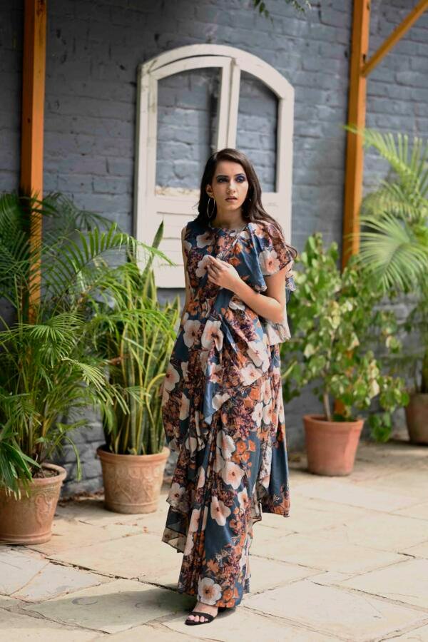 Chanderi Ruffle Saree