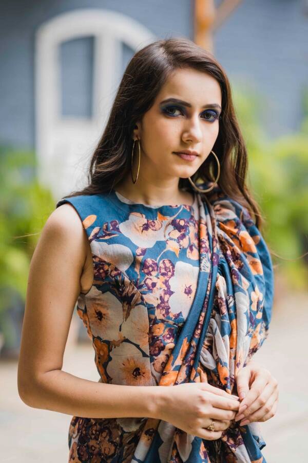 Chanderi Ruffle Saree - Image 3