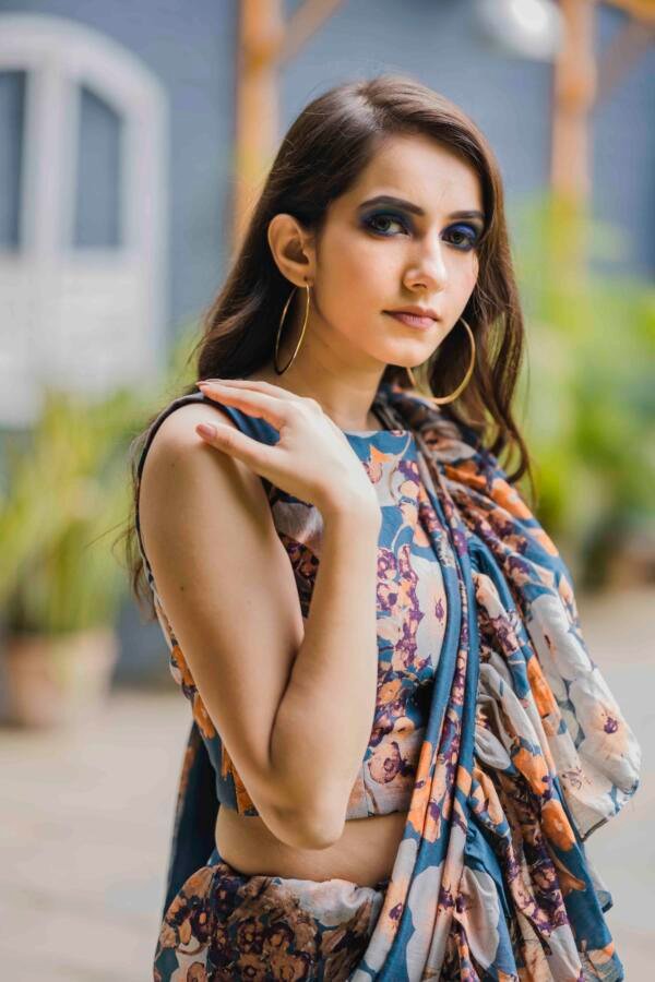 Chanderi Ruffle Saree - Image 6