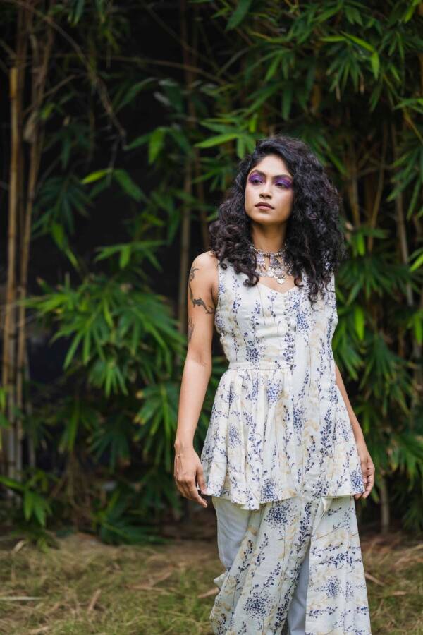 Linen Ivory Draped Saree