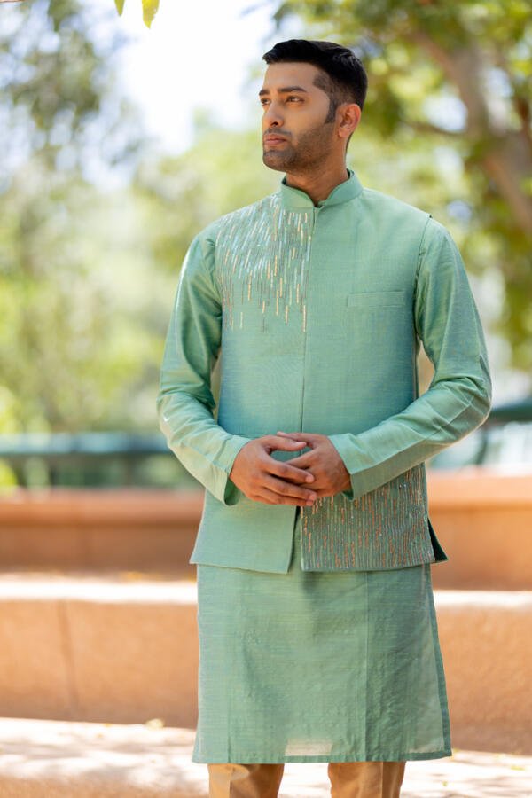Sage Bundi Kurta Pant Set - Image 2