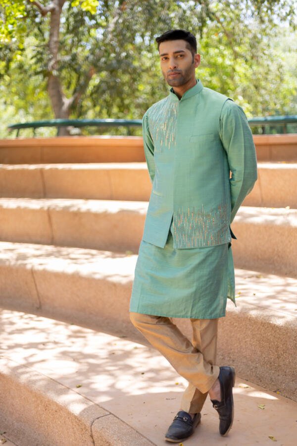 Sage Bundi Kurta Pant Set - Image 4