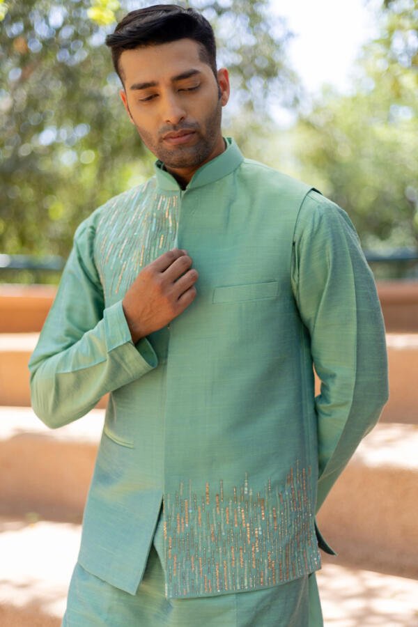 Sage Bundi Kurta Pant Set - Image 3