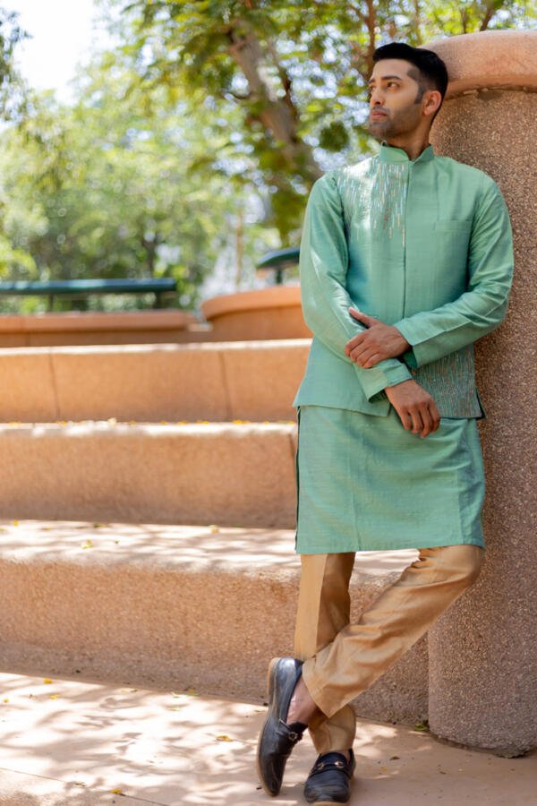 Sage Bundi Kurta Pant Set - Image 5