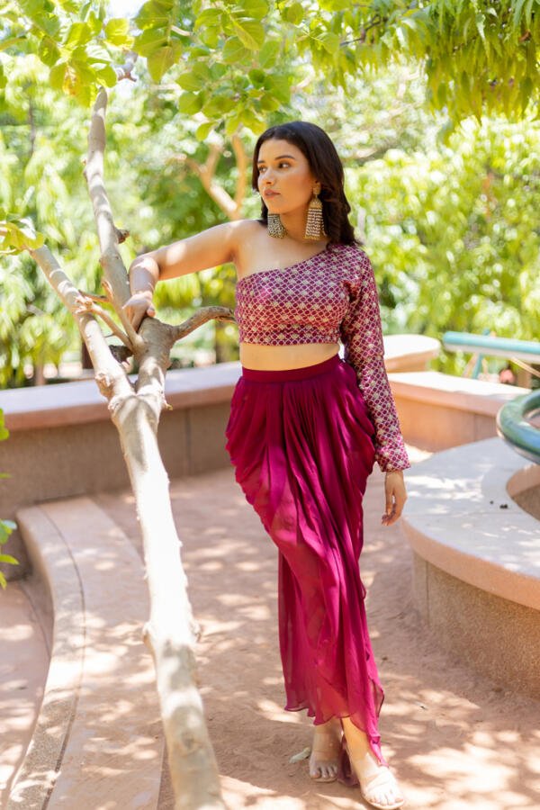 Draped Skirt & Embroidered Top - Image 2