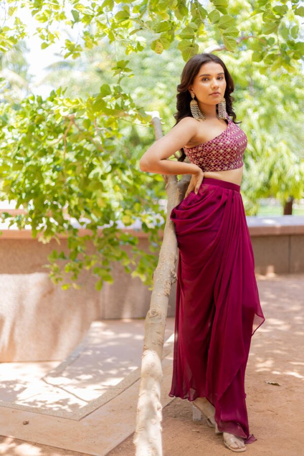 Draped Skirt & Embroidered Top - Image 5