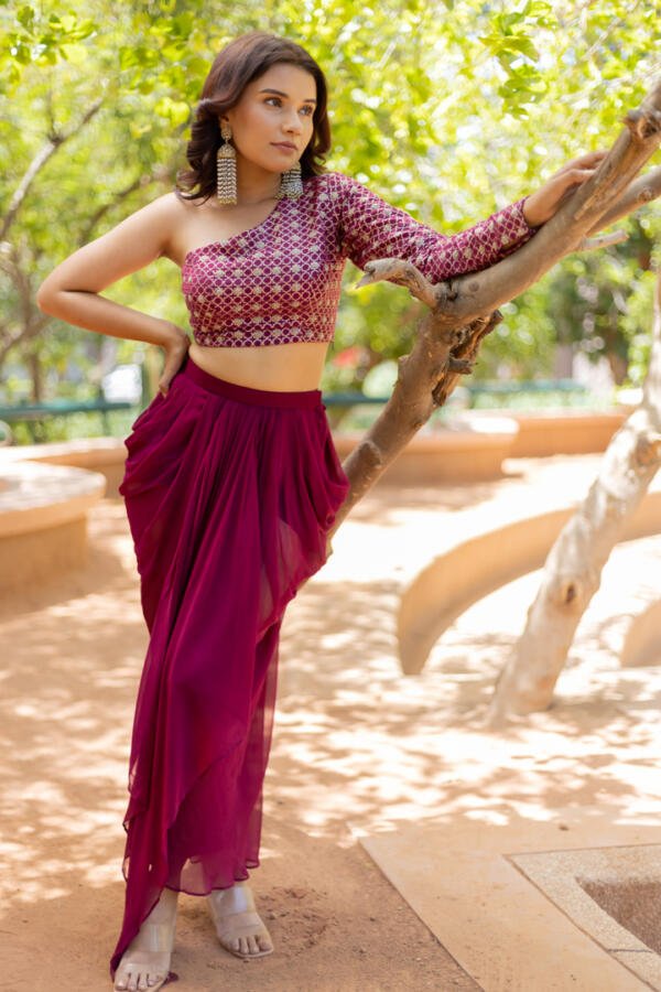 Draped Skirt & Embroidered Top - Image 3