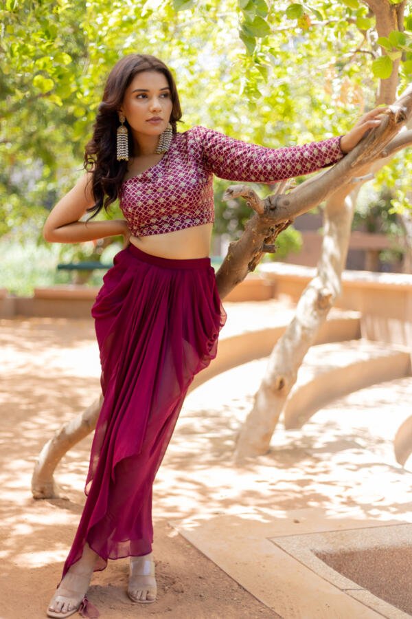 Draped Skirt & Embroidered Top - Image 4