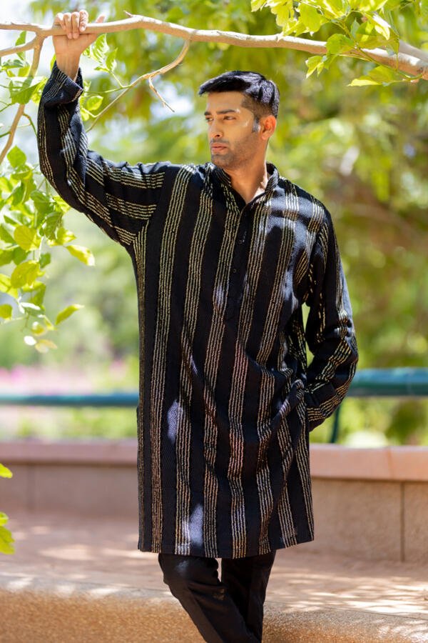 Black Kurta Pant Set - Image 4